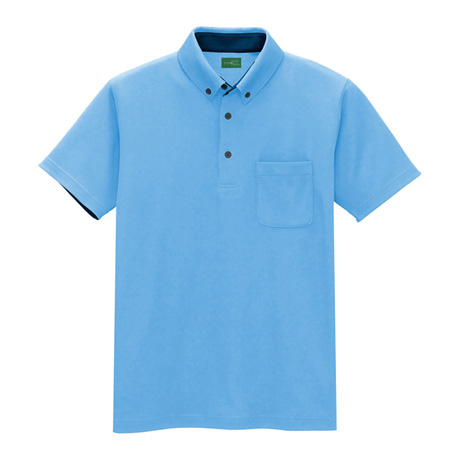 静電半袖ボタンダウンポロシャツ_ポロシャツ・Tシャツ_【AZ50006-ait】 007.サックス