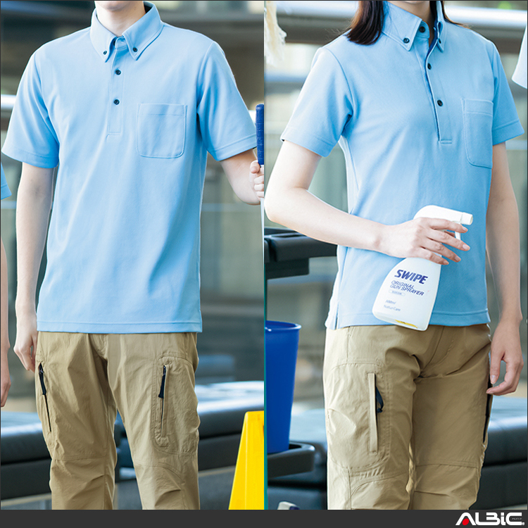 静電半袖ボタンダウンポロシャツ_ポロシャツ・Tシャツ_【AZ50006-ait】 商品写真