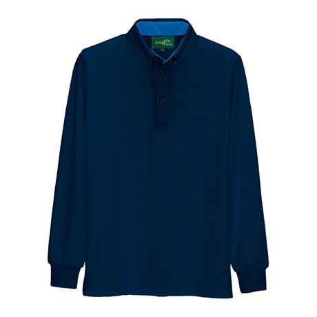 静電長袖ボタンダウンポロシャツ_ポロシャツ・Tシャツ_【AZ50012-ait】 008.ネイビー
