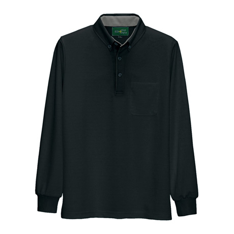 静電長袖ボタンダウンポロシャツ_ポロシャツ・Tシャツ_【AZ50012-ait】 010.ブラック