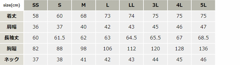 静電長袖ボタンダウンポロシャツ_ポロシャツ・Tシャツ_【AZ50012-ait】 サイズ表