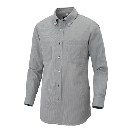 長袖ボタンダウンシャツ_クールビズ_【AZ50401-ait】 110.ブラック