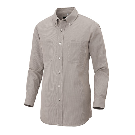長袖ボタンダウンシャツ_クールビズ_【AZ50401-ait】 122.モカ