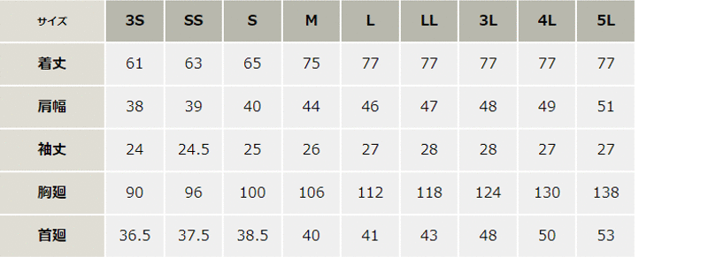 半袖ボタンダウンシャツ_クールビズ_【AZ50402-ait】 サイズ表