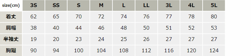 半袖ポロシャツ_ポロシャツ・Tシャツ_【AZ7615-ait】 サイズ表