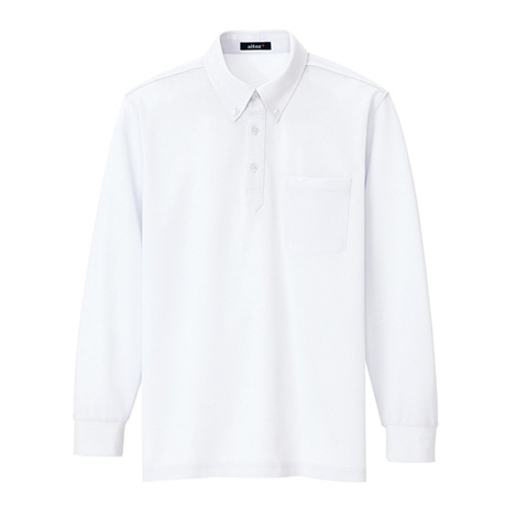 長袖ボタンダウンポロシャツ_ポロシャツ・Tシャツ_【AZ7616-ait】 101.ホワイト