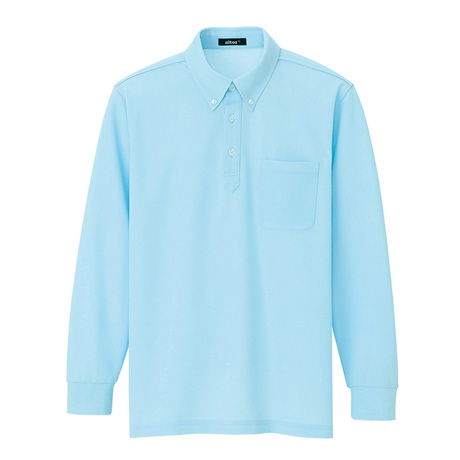 長袖ボタンダウンポロシャツ_ポロシャツ・Tシャツ_【AZ7616-ait】 107.サックス