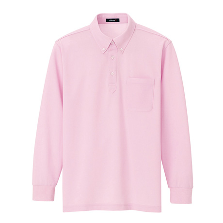 長袖ボタンダウンポロシャツ_ポロシャツ・Tシャツ_【AZ7616-ait】 160.ピンク