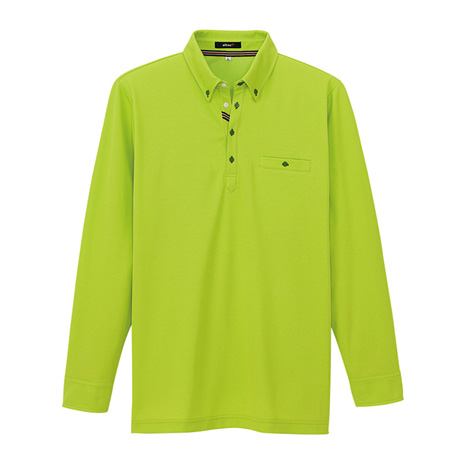 部屋干しボタンダウン長袖ポロシャツ_ポロシャツ・Tシャツ_【AZ7665-ait】 016.ライム