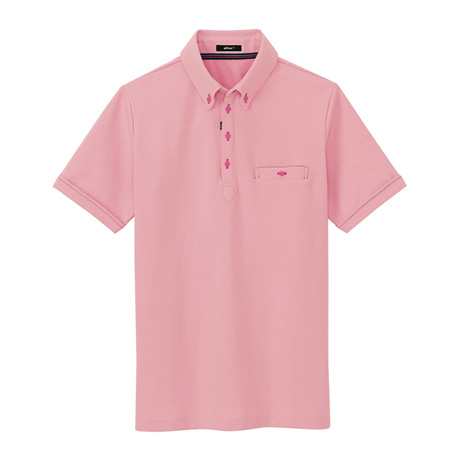 部屋干しボタンダウン半袖ポロシャツ_ポロシャツ・Tシャツ_【AZ7667-ait】 160.ピンク