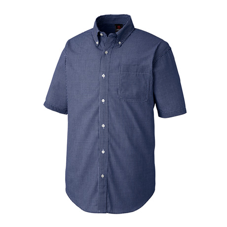半袖ギンガムチェックボタンダウンシャツ_クールビズ_【AZ7825-ait】 008.ネイビー