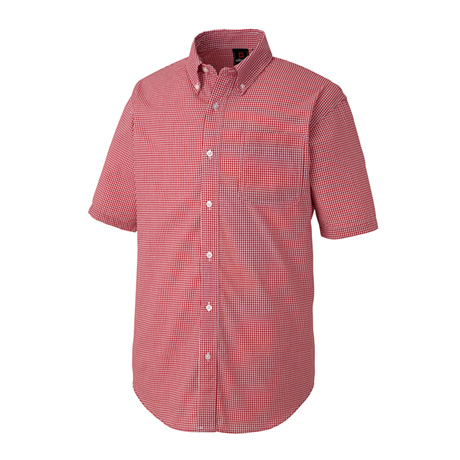 半袖ギンガムチェックボタンダウンシャツ_クールビズ_【AZ7825-ait】 009.レッド