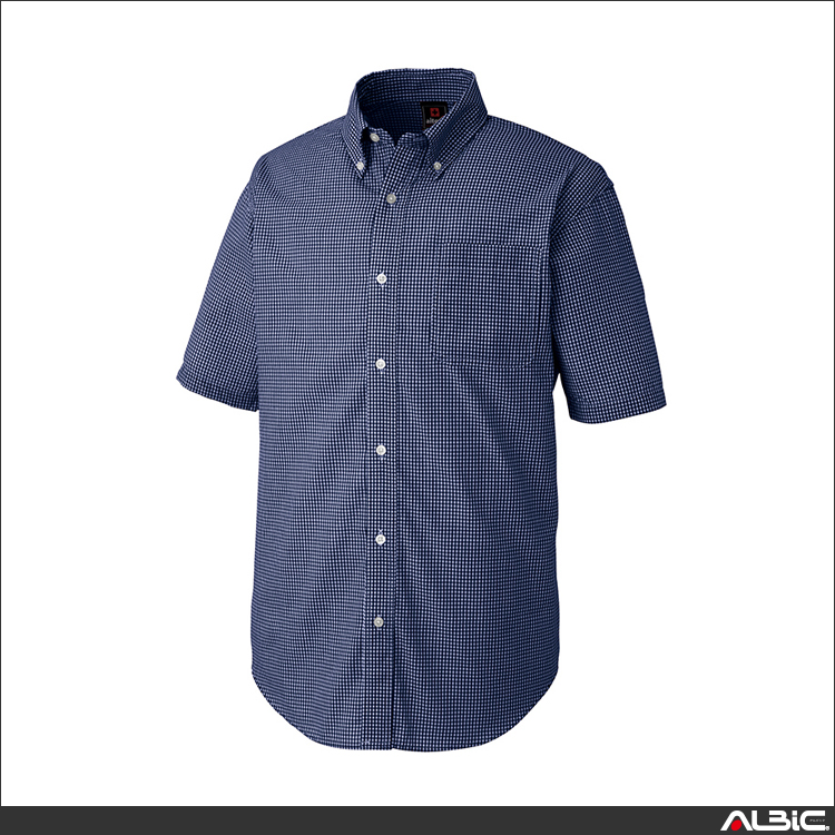 半袖ギンガムチェックボタンダウンシャツ_クールビズ_【AZ7825-ait】 商品写真