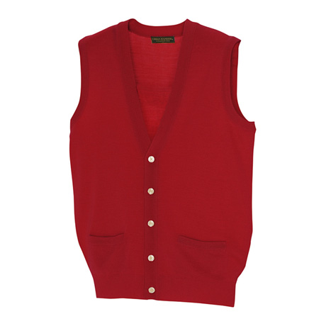Vネック前開きベスト_サービス_【AZ7861-ait】 009.レッド