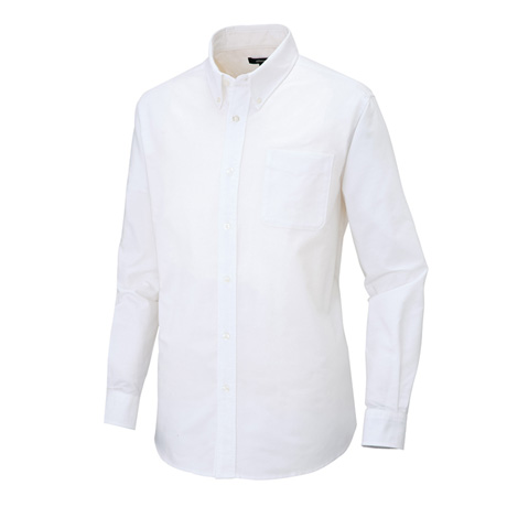メンズ長袖オックスボタンダウンシャツ_クールビズ_【AZ7870-ait】 001.ホワイト