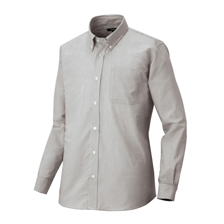 メンズ長袖オックスボタンダウンシャツ_クールビズ_【AZ7870-ait】 104.グレーストライプ