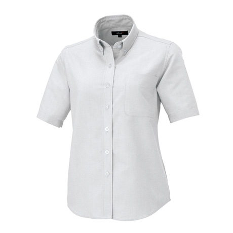 レディース半袖オックスボタンダウンシャツ_クールビズ_【AZ7873-ait】 001.ホワイト