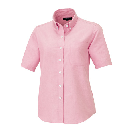 レディース半袖オックスボタンダウンシャツ_クールビズ_【AZ7873-ait】 060.ピンク