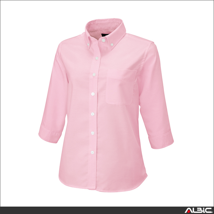 レディース七分袖オックスボタンダウンシャツ_クールビズ_【AZ7875-ait】 商品写真