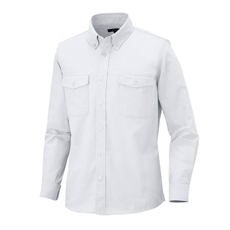 長袖オックスボタンダウンシャツ_クールビズ_【AZ7880-ait】 001.ホワイト