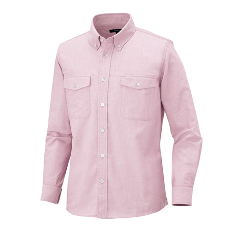 長袖オックスボタンダウンシャツ_クールビズ_【AZ7880-ait】 060.ピンク