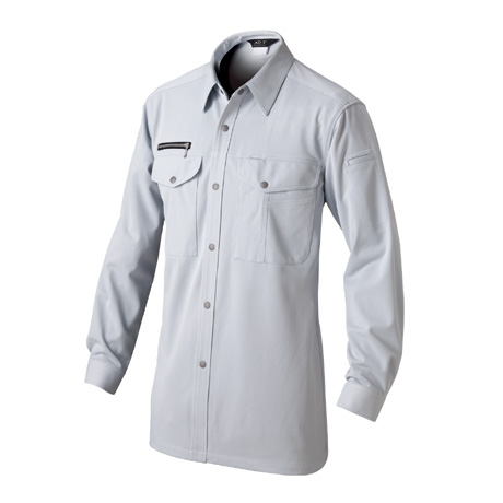 マルチ機能長袖ニットシャツ【BF801-ALT】 3.グレー