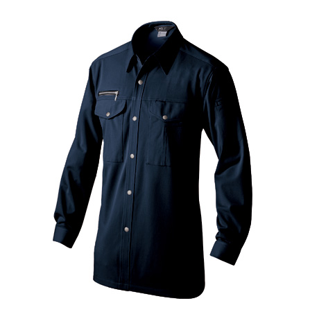 マルチ機能長袖ニットシャツ【BF801-ALT】 100.ネイビー