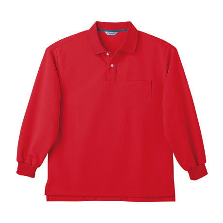 長袖ポロシャツ【CL1001-NAH】 46.レッド