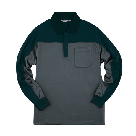 長袖ポロシャツ【CL999-ALT】 22.チャコールグレー×ブラック