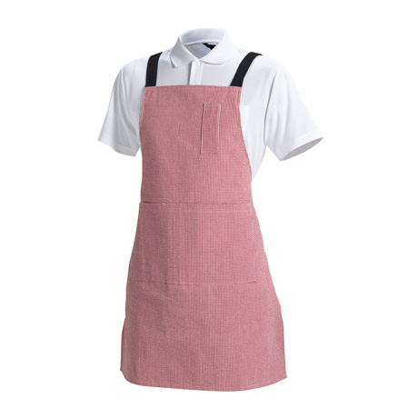 ギンガムチェックエプロン【CR500-ALT】 16.レッド