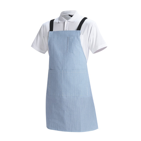 ストライプエプロン【CR600-ALT】 3.ブルー