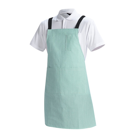 ストライプエプロン【CR600-ALT】 4.グリーン