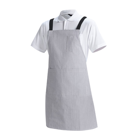 ストライプエプロン【CR600-ALT】 100.ネイビー