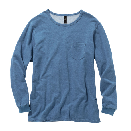 長袖クルーネックTシャツ【D4081-NAH】 109.インディゴブルー