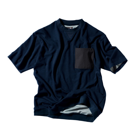 半袖オーバーサイズリブ付Tシャツ【DG808-KRO】 11.ネイビー