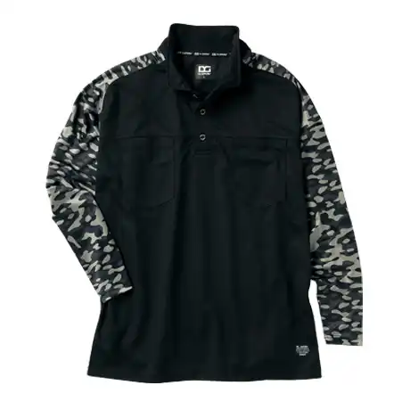 ハイブリッド長袖ポロシャツ 迷彩ブラック 【DG812-KRO】 