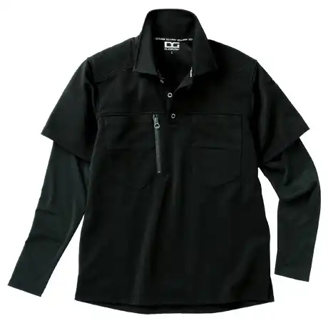 フェイクレイヤードポロシャツ ブラック 【DG814-KRO】 