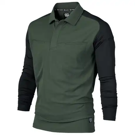 ハイブリッド長袖ポロシャツ モスグリーン 【DG818-KRO】 