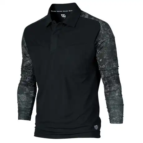 ハイブリッド長袖ポロシャツ 迷彩ブラック 【DG818-KRO】 