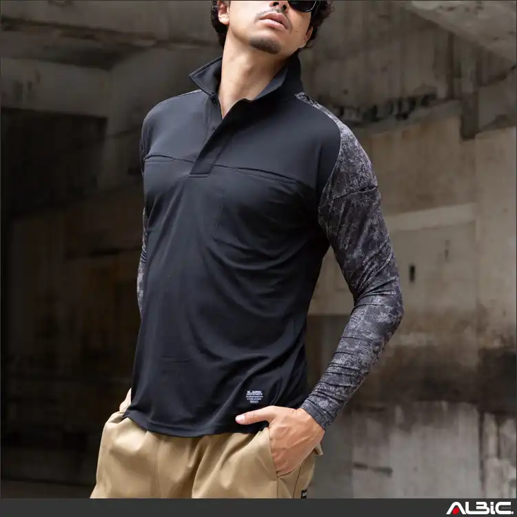 ハイブリッド長袖ポロシャツ 【DG818-KRO】 商品写真