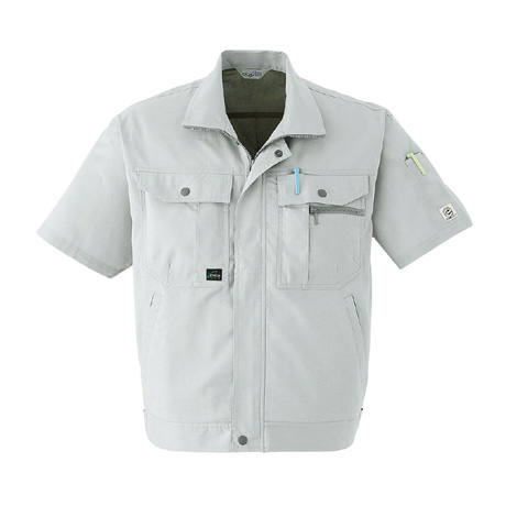 防縮防シワ加工半袖ブルゾン【E020-ASC】 3.ストーン