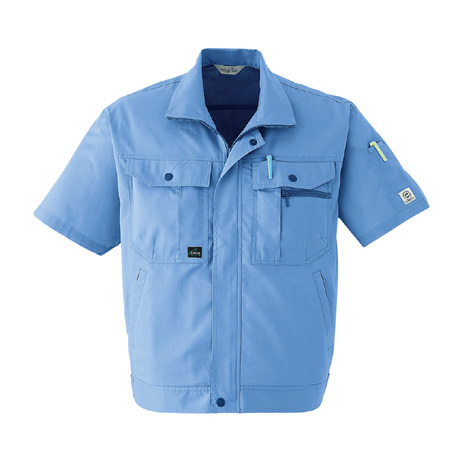 防縮防シワ加工半袖ブルゾン【E020-ASC】 5.ブルー