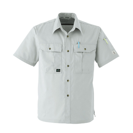 防縮防シワ加工半袖シャツ【E022-ASC】 3.ストーン