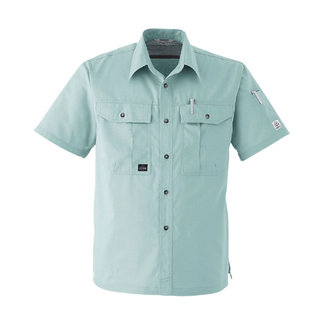 防縮防シワ加工半袖シャツ【E022-ASC】 18.モスグリーン