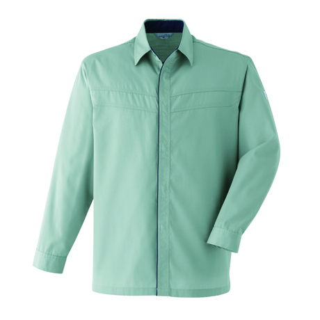 ポケットレス長袖シャツ【E0391-ASC】 4.オリーブ