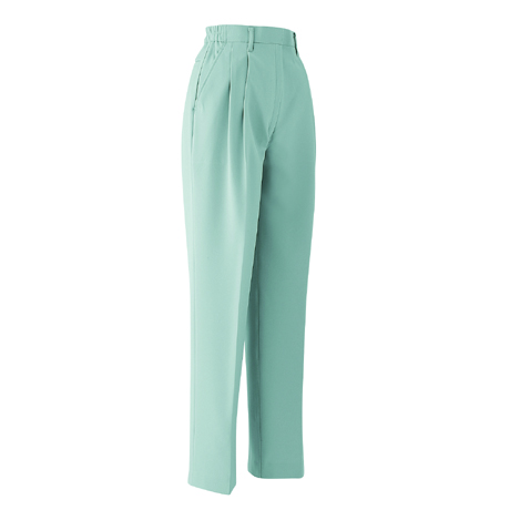 レディースパンツ ツータック脇シャーリング【E643-ASC】 4.オリーブ