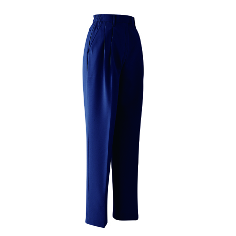 レディースパンツ ツータック脇シャーリング【E643-ASC】 7.ネイビー