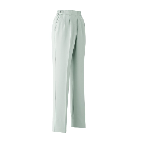 清涼素材ツータック脇シャーリングレディースパンツ【E7607-ASC】 3.ストーン