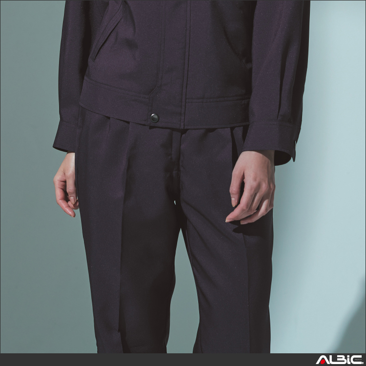 清涼素材ツータック脇シャーリングレディースパンツ【E7607-ASC】 商品写真