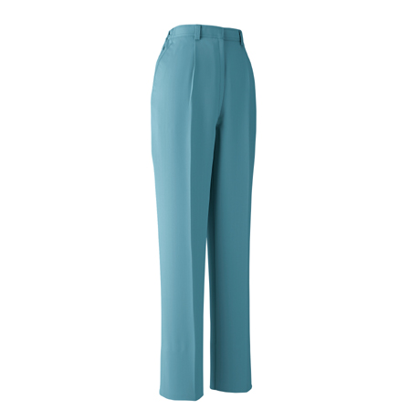 レディースパンツ　ワンタック脇シャーリング【E763-ASC】 18.モスグリーン